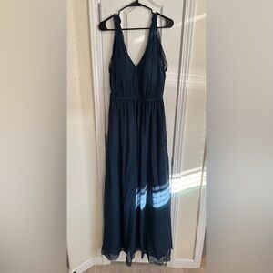 Azazie navy blue floor length dress. Size 6